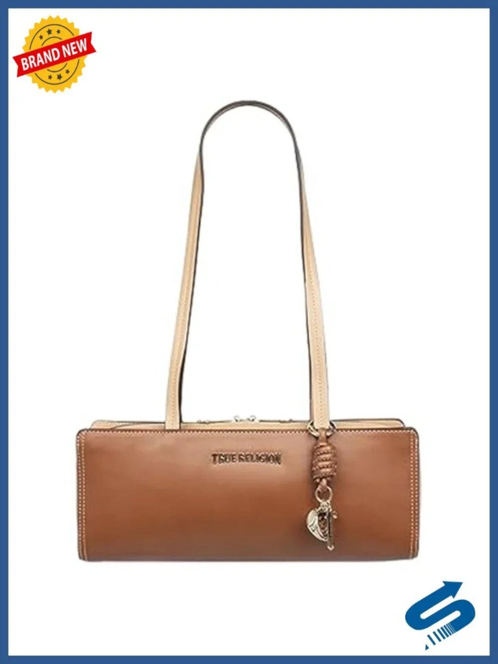 True Religion Satchel Handbag - Structured PU Leather Purse